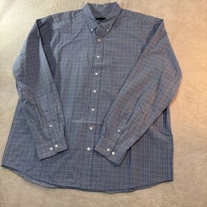 Eddie Bauer Mens Shirt XLT Long Sleeve Plaid Button Down Casual Top Blue Tall